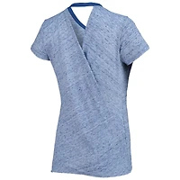 Women's Touch Royal Kansas City Royals Hail Mary Back Wrap Space-Dye V-Neck T-Shirt