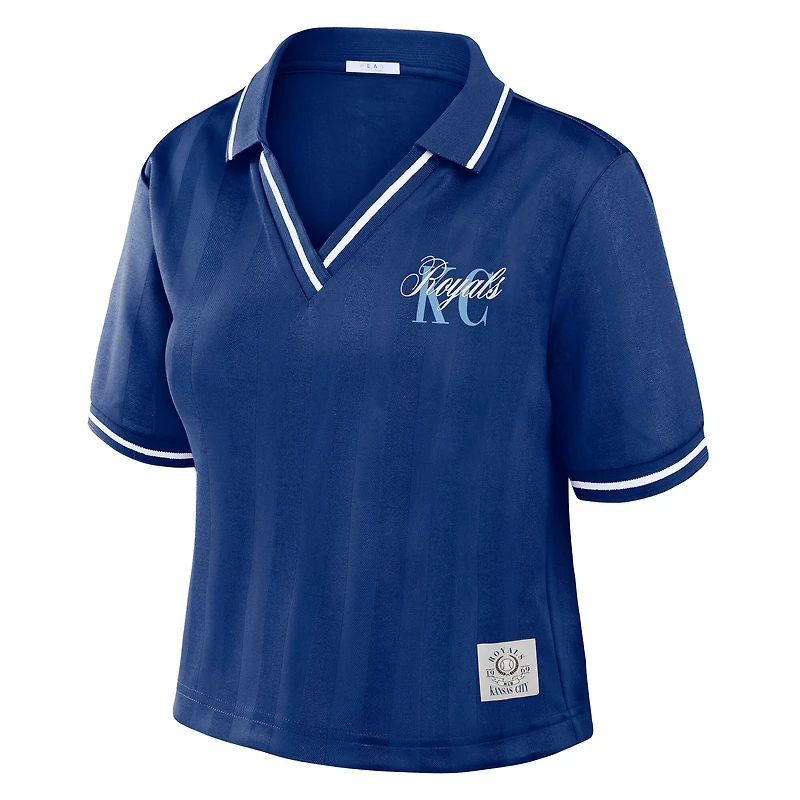 Polo court à col en V Royal Kansas City Royals de la marque WEAR by Erin Andrews pour femmes