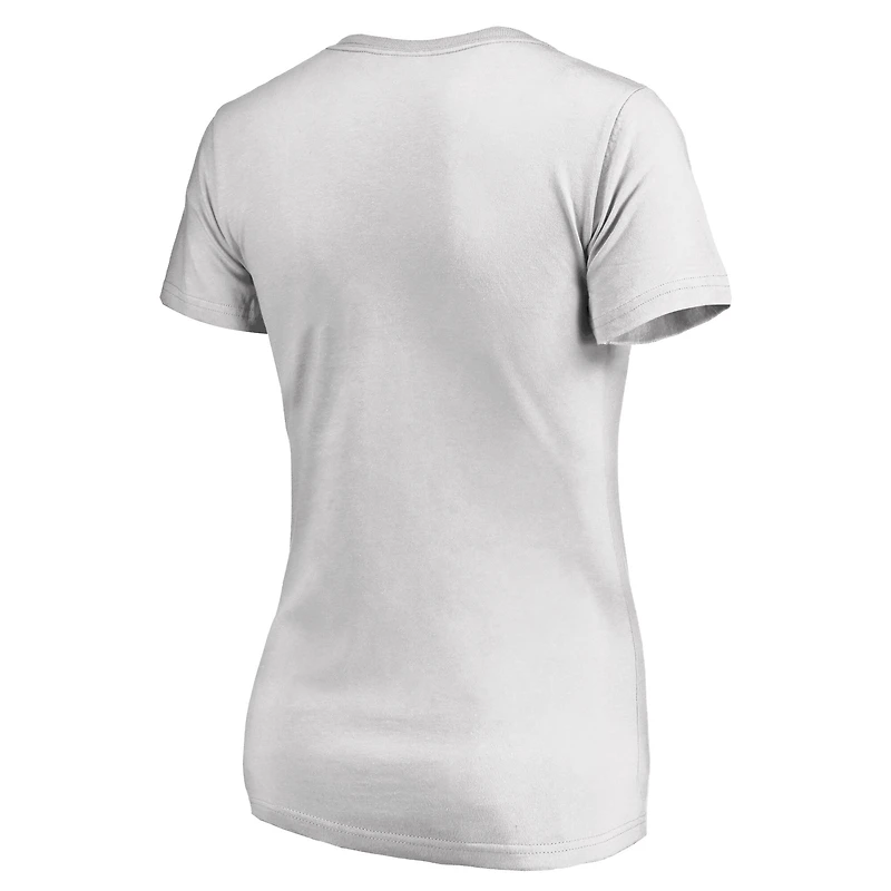 T-shirt blanc à col en V arqué et motif floral des Kansas City Royals pour femmes
