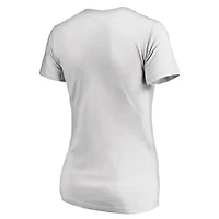 T-shirt blanc à col en V arqué et motif floral des Kansas City Royals pour femmes