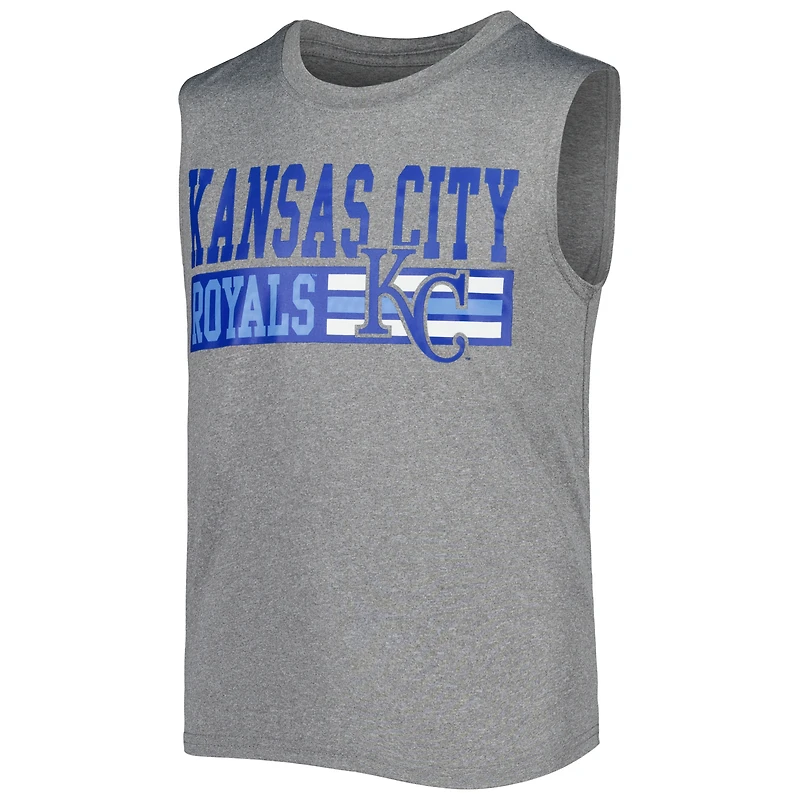 Youth Heather Gray Kansas City Royals Sleeveless T-Shirt