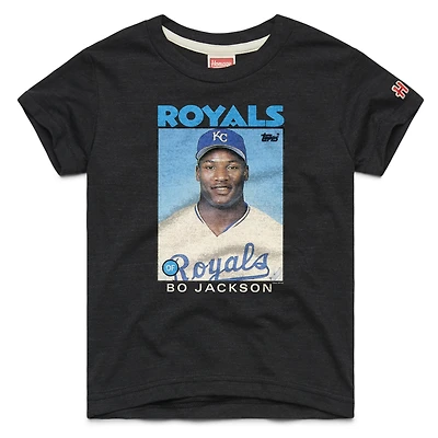 Youth Homage Bo Jackson Charcoal Kansas City Royals Topps Baseball Card Tri-Blend T-Shirt