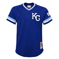 Maillot d'entraînement au bâton en maille pour jeunes Mitchell & Ness Bo Jackson Royal Kansas City Royals Cooperstown Collection