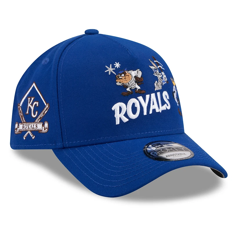 Casquette ajustable New Era Royal Kansas City Royals Looney Tunes A-Frame 9FORTY pour jeunes