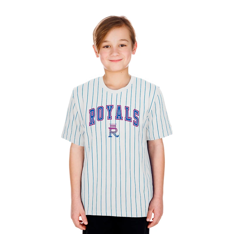 T-shirt à rayures blanches New Era Kansas City Royals 2026 Connect pour jeunes