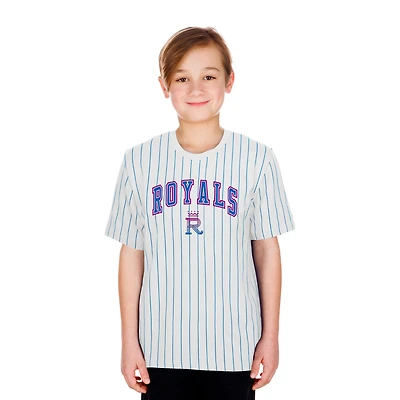 T-shirt à rayures blanches New Era Kansas City Royals 2026 Connect pour jeunes