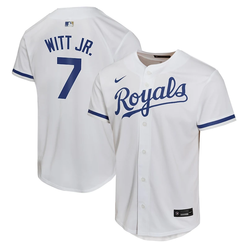 Maillot Nike Bobby Witt Jr. pour jeune, blanc, joueur de match à domicile des Royals Kansas City