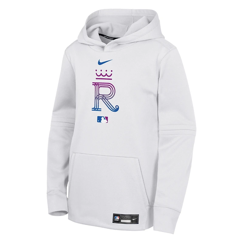 Youth Nike White Kansas City Royals 2026 Connect Authentic Collection Therma-FIT Hoodie