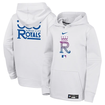 Youth Nike White Kansas City Royals 2026 Connect Authentic Collection Therma-FIT Hoodie
