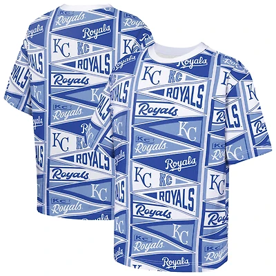 T-shirt Outerstuff bleu pour jeunes, motif fanion intégral des Kansas City Royals