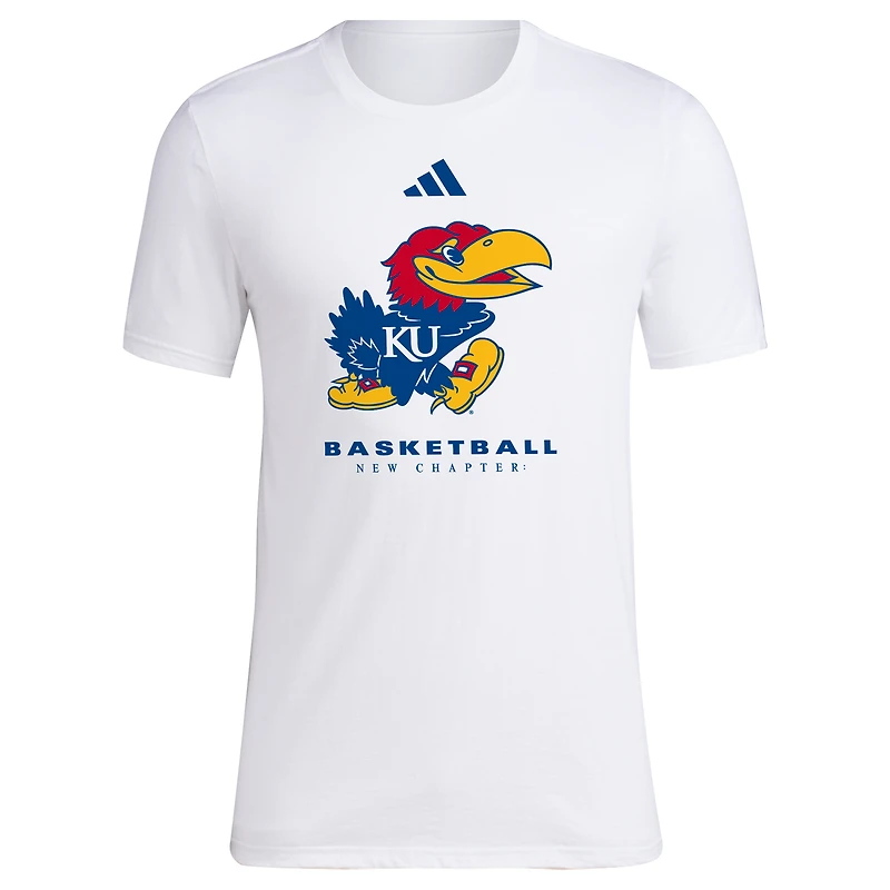 T-shirt adidas Kansas Jayhawks 2023 On Court Bench Fresh blanc