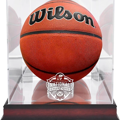 Vitrine de présentation de basket-ball en acajou Fanatics Authentic Kansas Jayhawks 2022 NCAA Men's Basketball National Champions