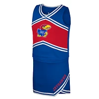 Girls Youth Colosseum Royal Kansas Jayhawks Cheerleader Top & Skirt Set