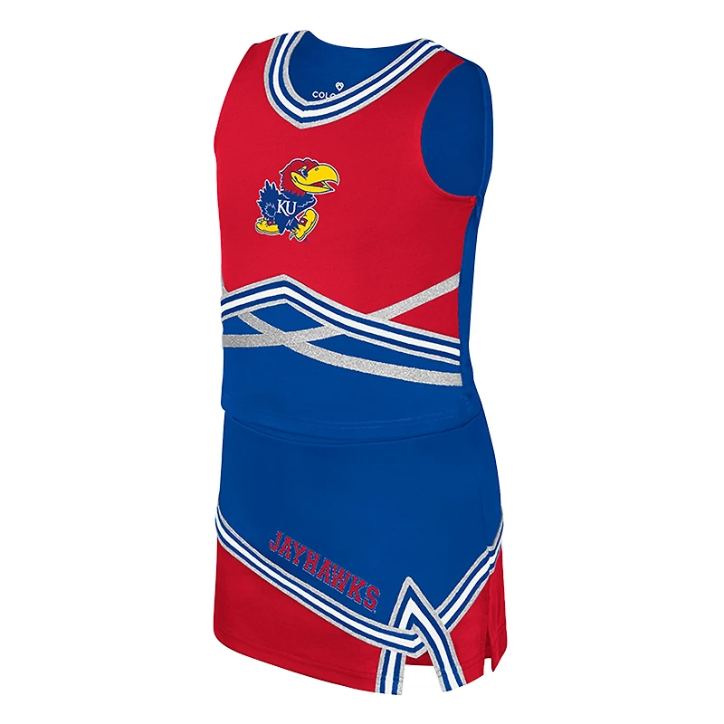 Girls Youth Colosseum Royal Kansas Jayhawks Lollipop Park Cheer Two-Piece Set