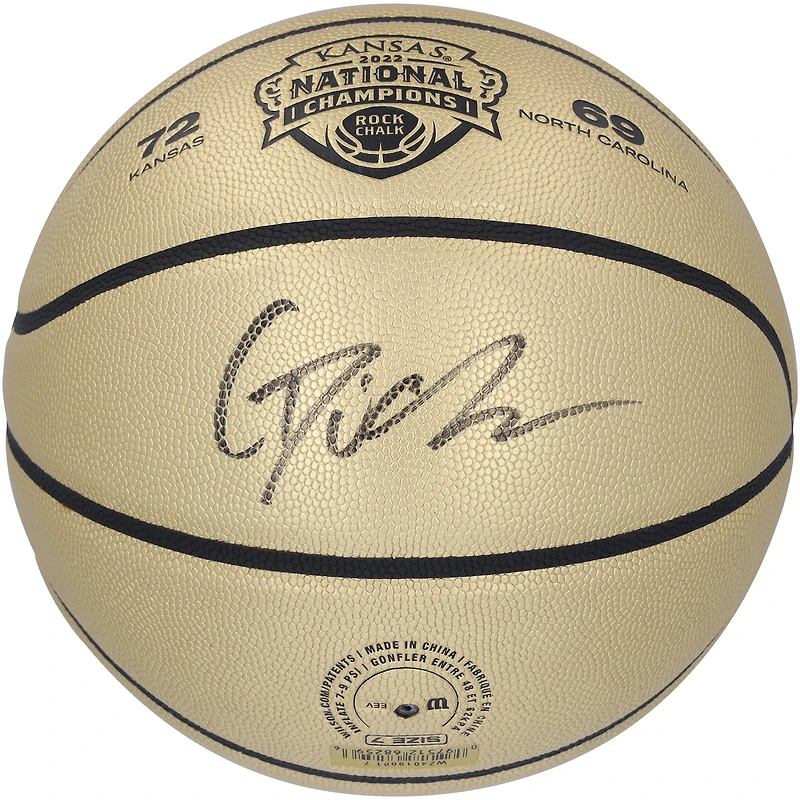 Gradey Dick Kansas Jayhawks Autographed Wilson 2022 NCAA Men's Tournament Champions Trophy Basketball