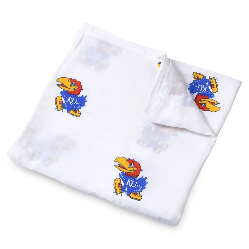 Infant Three Little Anchors White Kansas Jayhawks 47'' x 47'' Muslin Swaddle Blanket