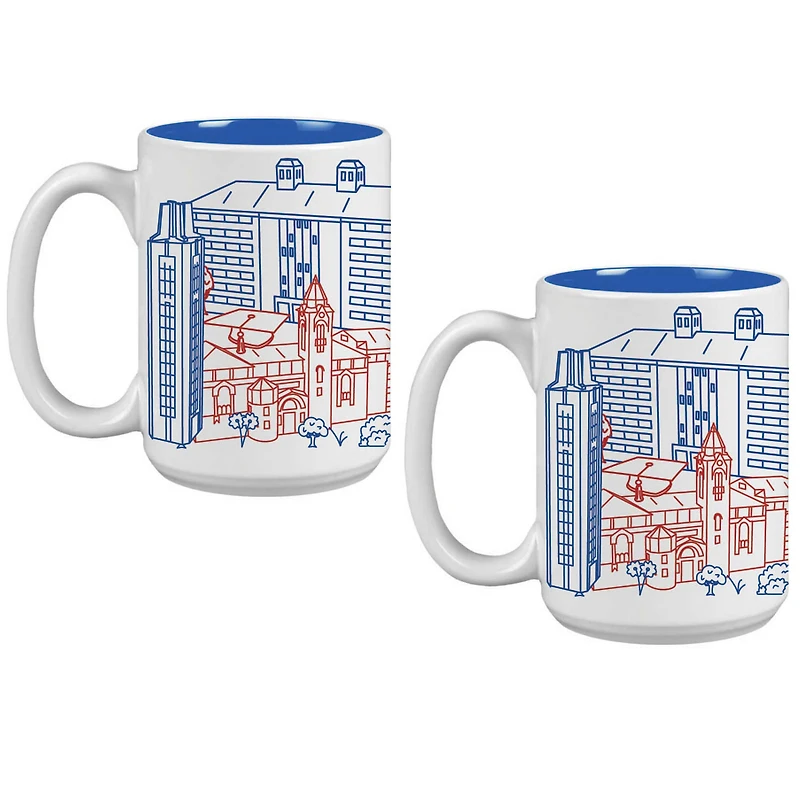 Kansas Jayhawks 15oz. Campus Line Art Coffee Mug Two-Pack