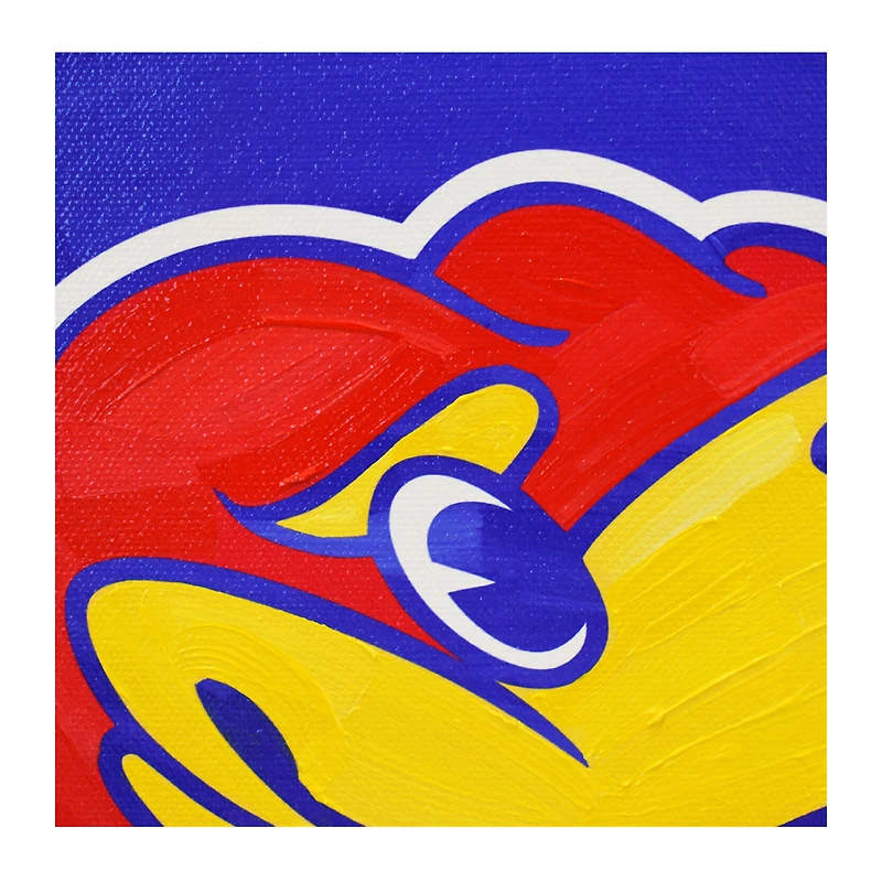 Kansas Jayhawks 16" x 20" Logo with Blue Background Gallery Wrapped Embellished Giclee