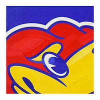 Kansas Jayhawks 16" x 20" Logo with Blue Background Gallery Wrapped Embellished Giclee