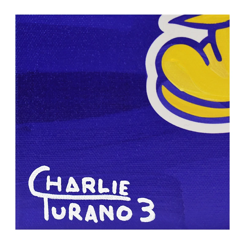 Kansas Jayhawks 16" x 20" Logo with Blue Background Gallery Wrapped Embellished Giclee