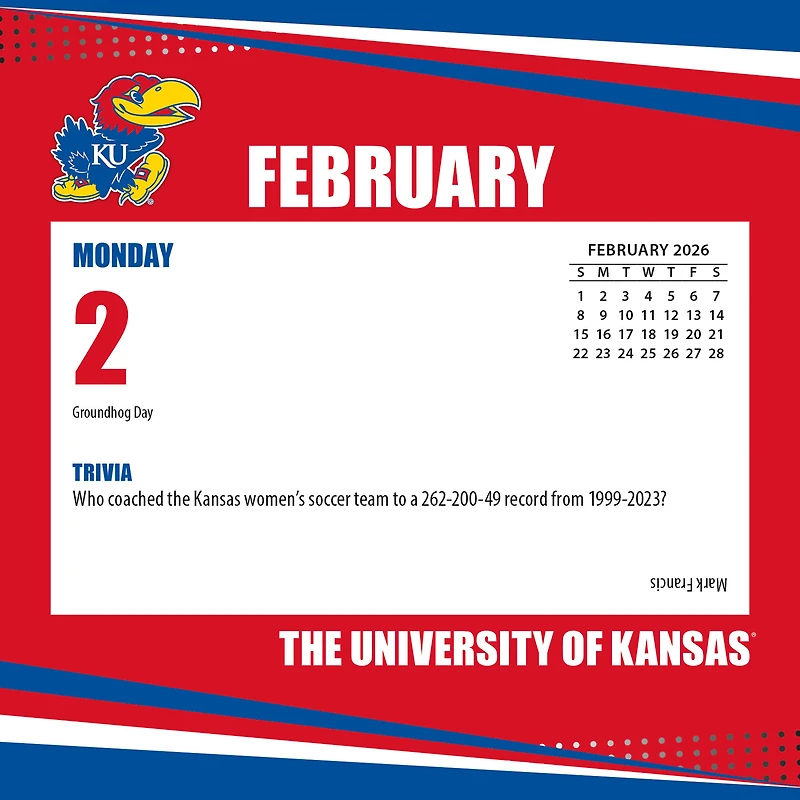 Kansas Jayhawks 2026 Box Calendar