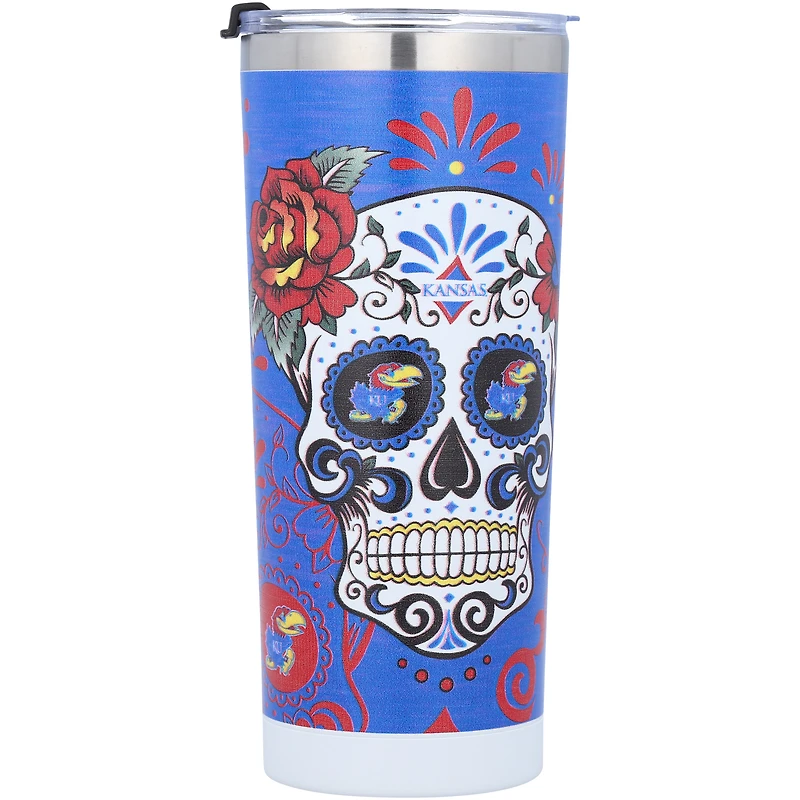 Kansas Jayhawks 24oz. Gobelet en acier inoxydable Dia De Los Muertos