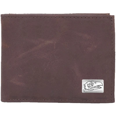 Kansas Jayhawks Leather Billfold with Concho - Brown