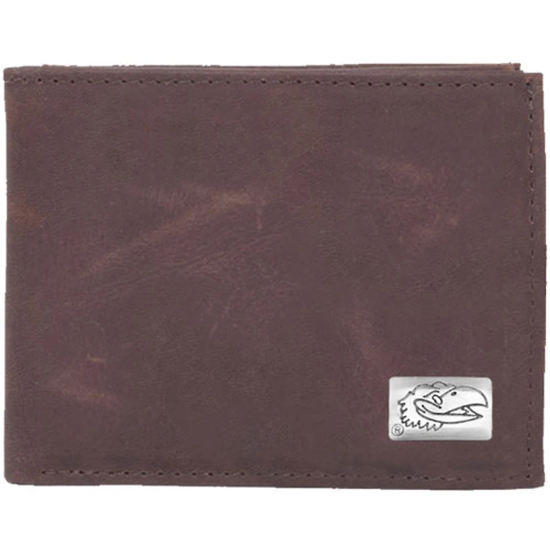 Portefeuille en cuir Kansas Jayhawks avec concho - Marron