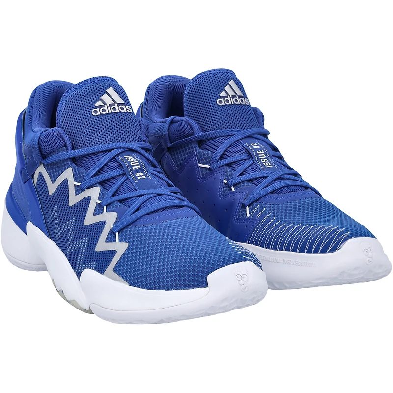 Chaussures Adidas DON 2 bleues émises par l'équipe des Kansas Jayhawks du programme de basket-ball