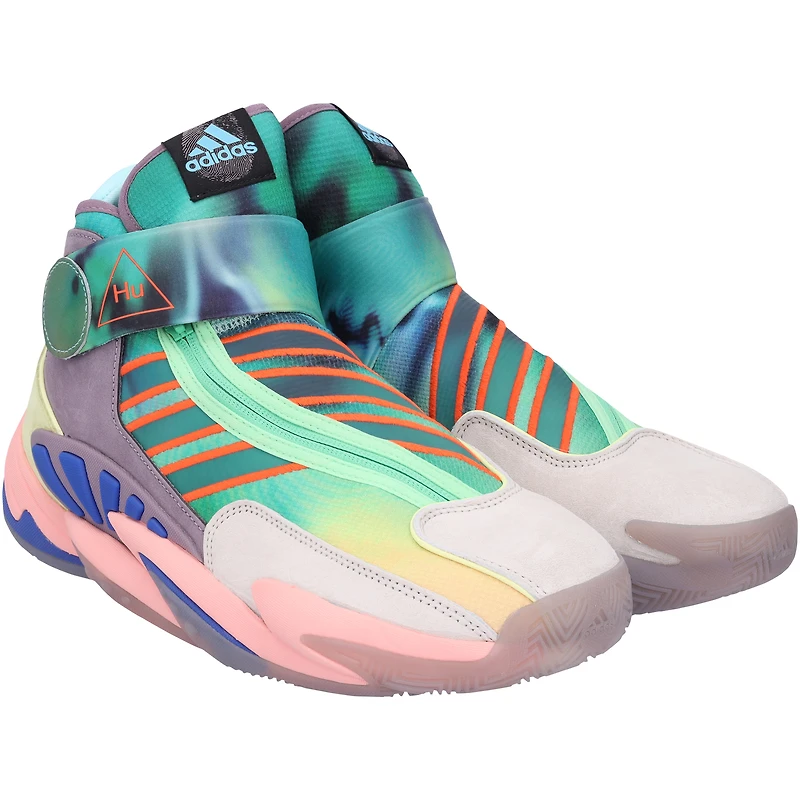 Kansas Jayhawks Team-Issued Multicolor Hu adidas Shoes from the Basketball Program