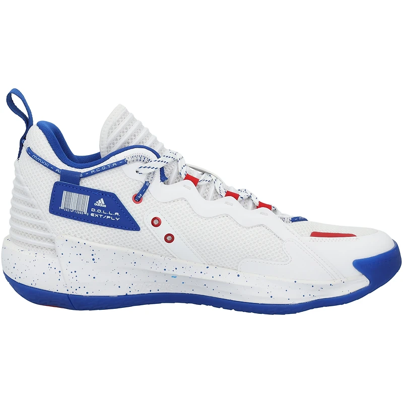 Kansas Jayhawks Team-Issued White/Royal Dame 7 adidas Shoes from the Athletics Program - Size 12.5