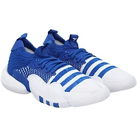 Chaussures adidas Trae 2 blanches/bleues de l'équipe des Kansas Jayhawks du programme basket-ball
