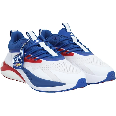 Chaussures adidas AlphaBoost V2 blanches du programme d'athlétisme des Kansas Jayhawks