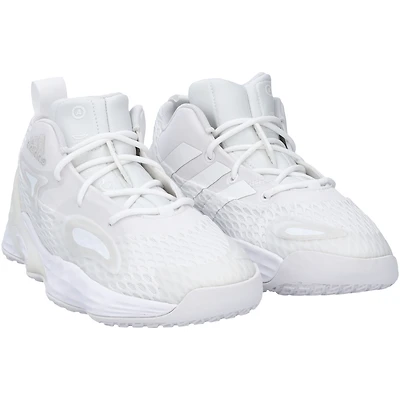 Chaussures Adidas Exhibit A blanches émises par l'équipe des Kansas Jayhawks du programme de basket-ball