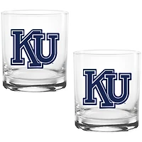 Kansas Jayhawks Two Pack 14oz. Vault Sketch Rocks Glass Set