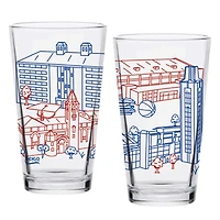 Kansas Jayhawks Two-Pack 16oz. Campus Line Art Pint Glass Set