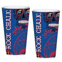 Kansas Jayhawks Two-Pack 16oz. Dia De Los Muertos Pint Glass Set
