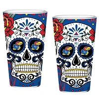 Kansas Jayhawks Two-Pack 16oz. Dia De Los Muertos Pint Glass Set