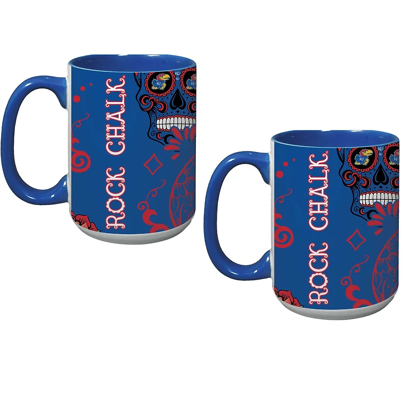 Kansas Jayhawks Two-Pack Dia De Los Muertos Mug Set