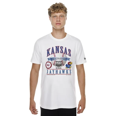 Male New Era White Kansas Jayhawks 2026 Big 12 Baseball Tournament Champions Locker Room T-Shirt