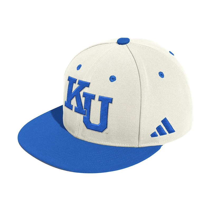 Men's adidas  Cream Kansas Jayhawks On-Field Fitted Baseball Hat