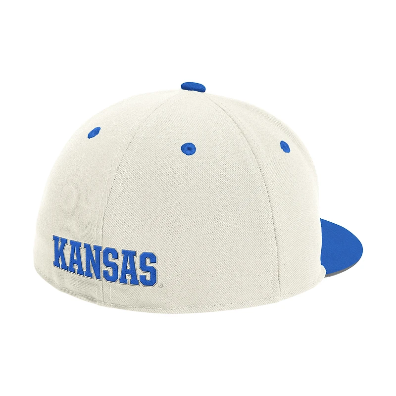 Men's adidas  Cream Kansas Jayhawks On-Field Fitted Baseball Hat