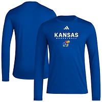 Men's adidas  Royal Kansas Jayhawks Locker On-Court the Fade AEROREADY Long Sleeve T-Shirt