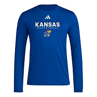 Men's adidas  Royal Kansas Jayhawks Locker On-Court the Fade AEROREADY Long Sleeve T-Shirt