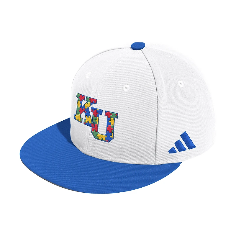 Men's adidas  White Kansas Jayhawks On-Field Fitted Baseball Hat