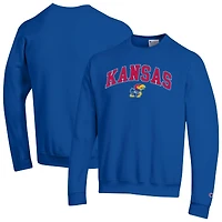 Men's Champion  Royal Kansas Jayhawks Arch Over Logo Pullover Sweatshirt
