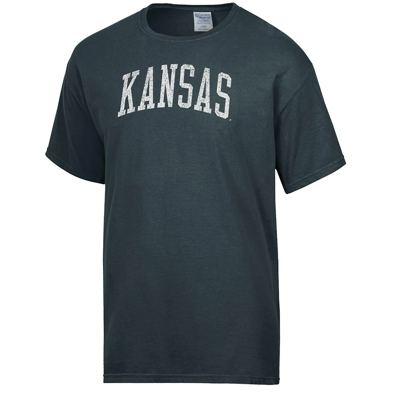 Men's ComfortWash  Charcoal Kansas Jayhawks Distressed Arch T-Shirt