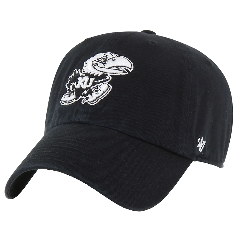 Men's '47 Black Kansas Jayhawks Clean Up Adjustable Hat