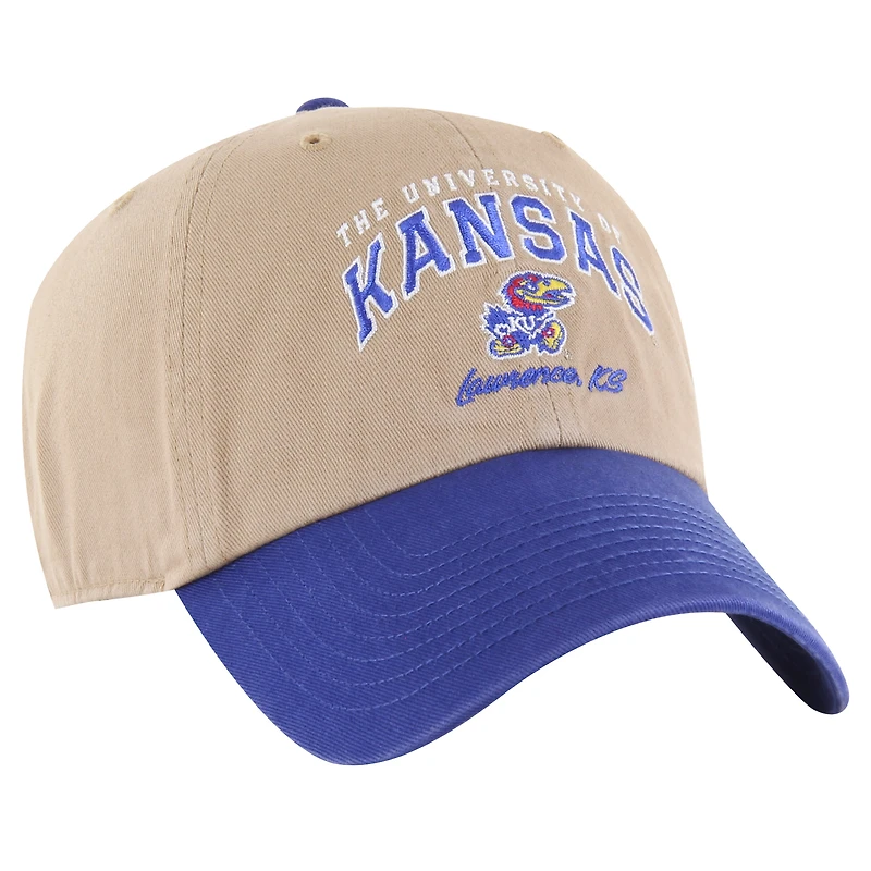 Men's '47 Khaki Kansas Jayhawks Local Clean Up Adjustable Hat