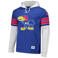 Men's '47  Royal Kansas Jayhawks Blitz Cornerback Lacer Pullover Hoodie